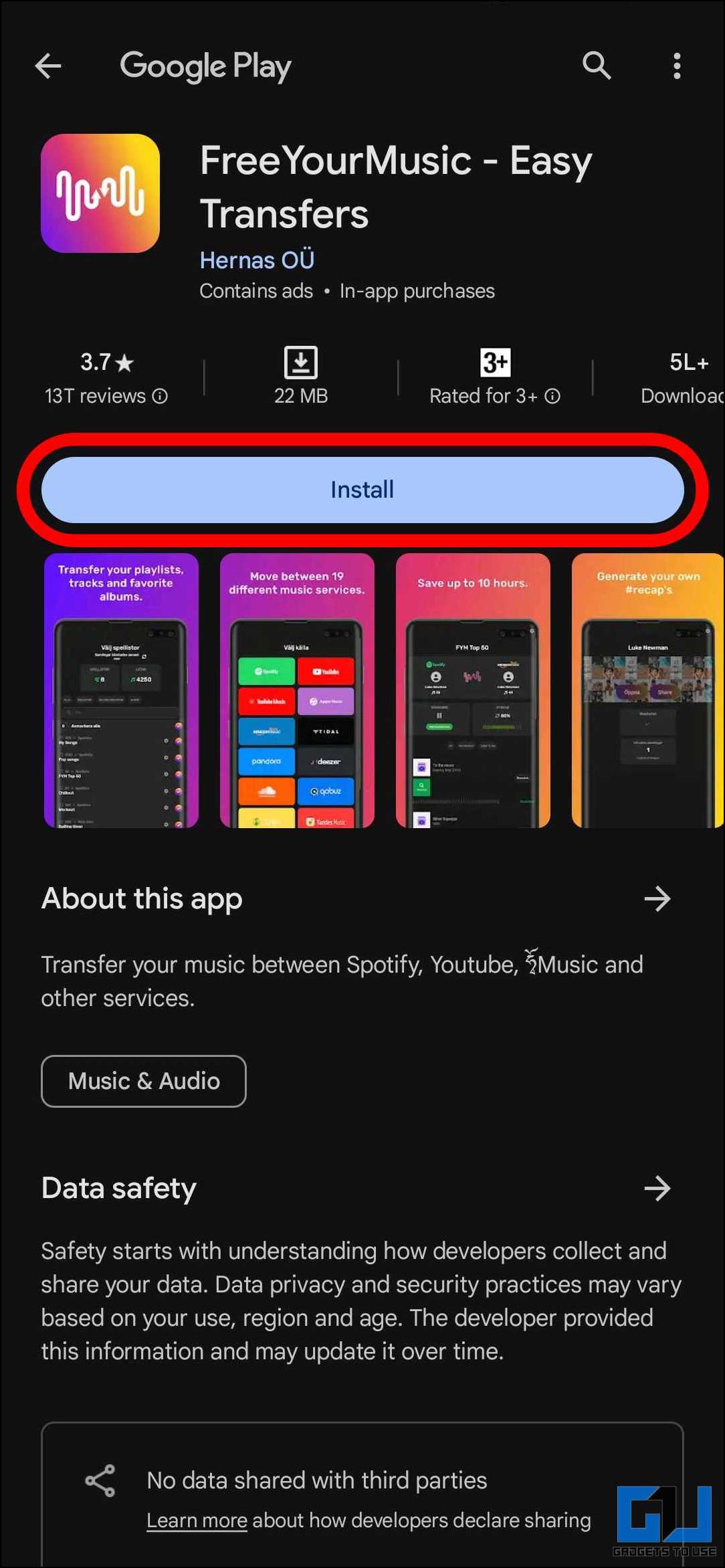 Google Play 스토어에서 무료 음악 앱 다운로드