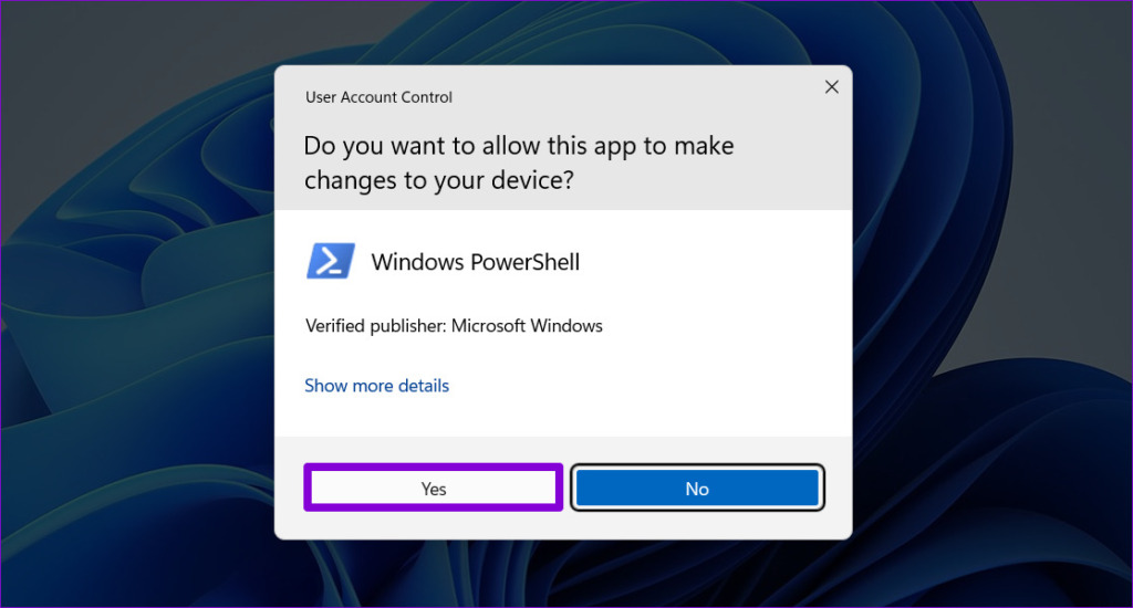Windows PowerShell UAC 프롬프트 열기