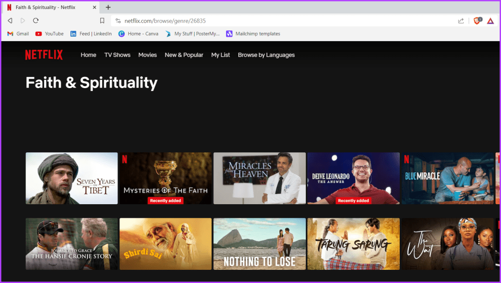 Netflix Code for Faith Spirituality