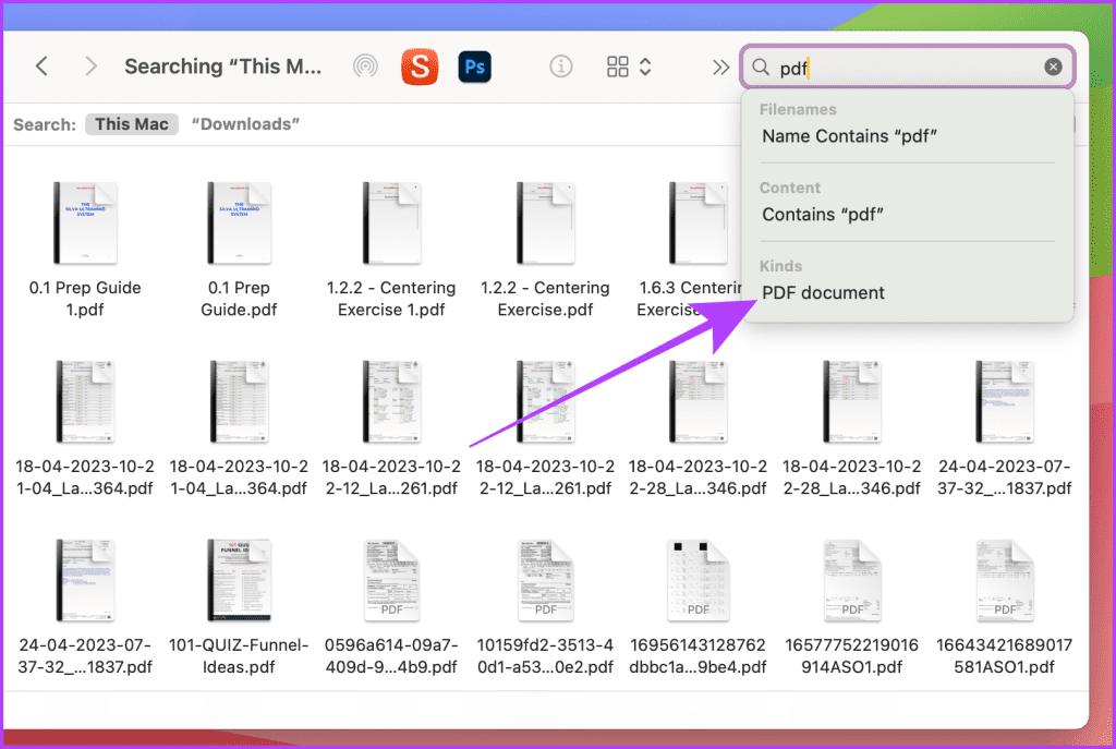 Mac의 Finder에서 종류별로 파일 필터링