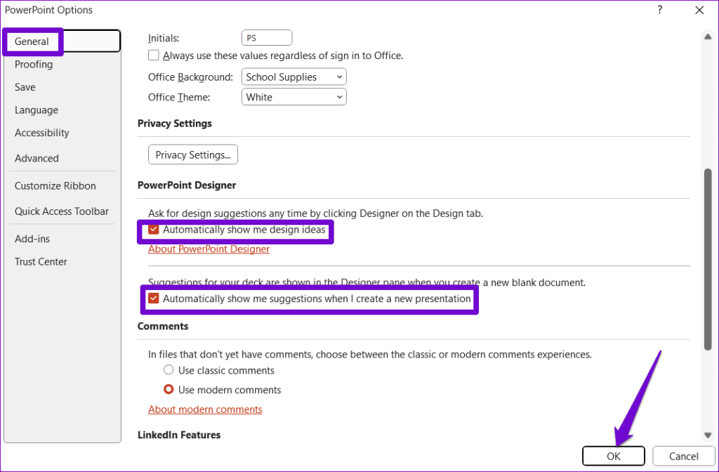 PowerPoint에서 디자이너 활성화