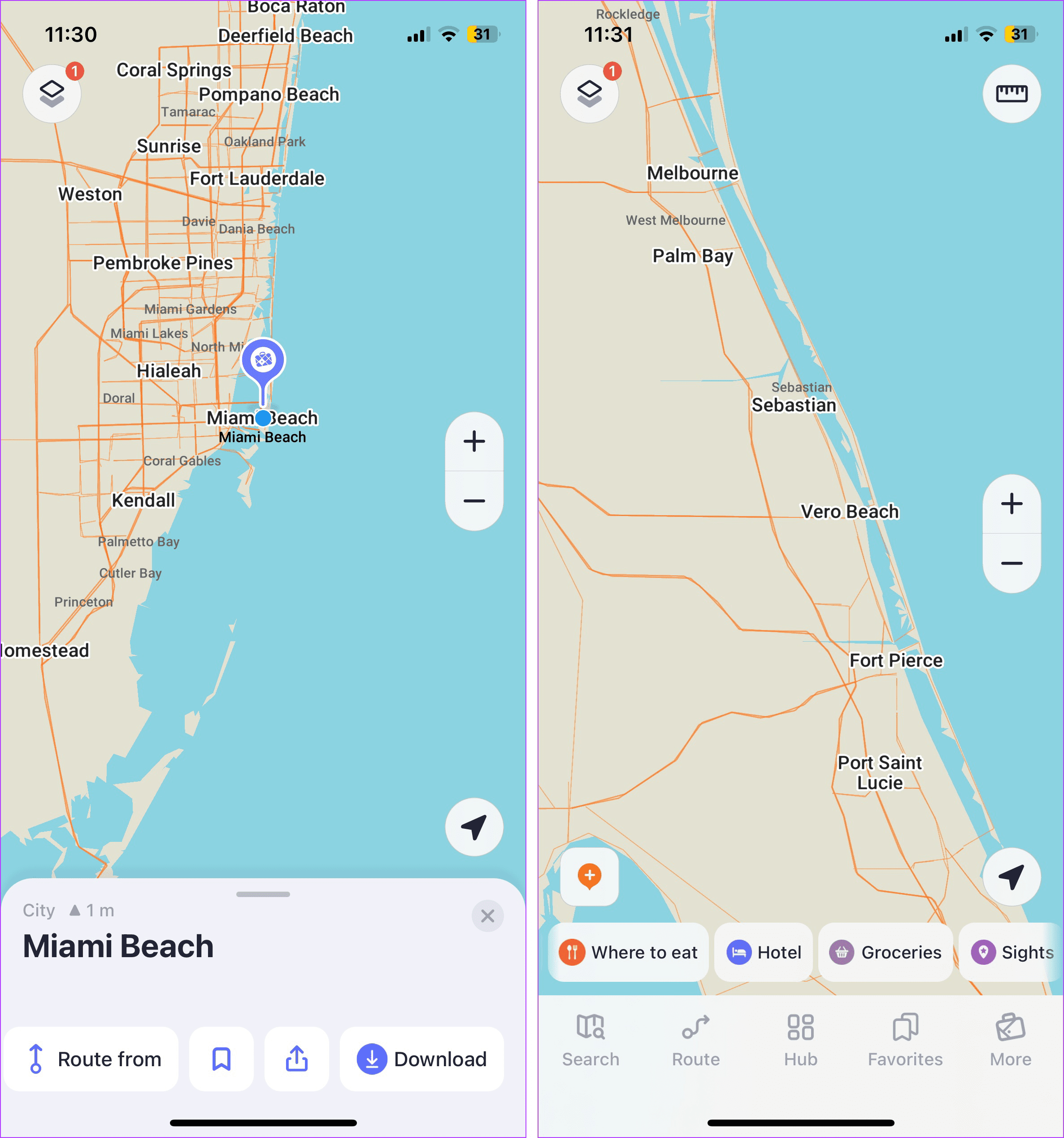 iPhone 및 Android용 Maps.Me 오프라인 지도