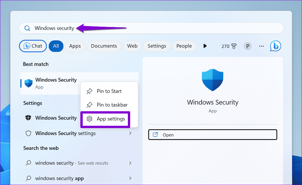 Windows 보안 앱 설정