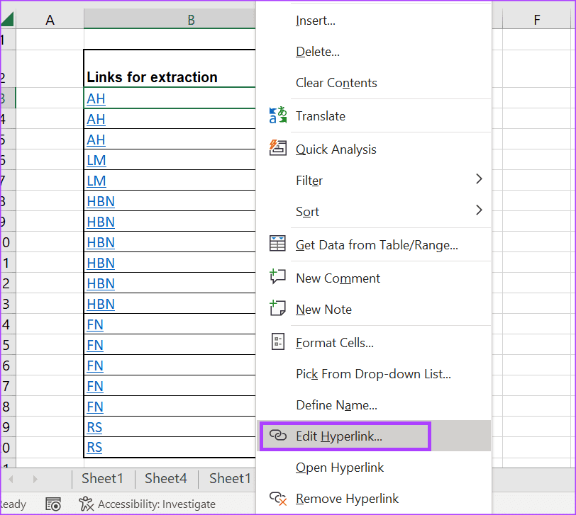 Microsoft Excel 2의 하이퍼링크에서 URL을 추출하는 가장 좋은 방법