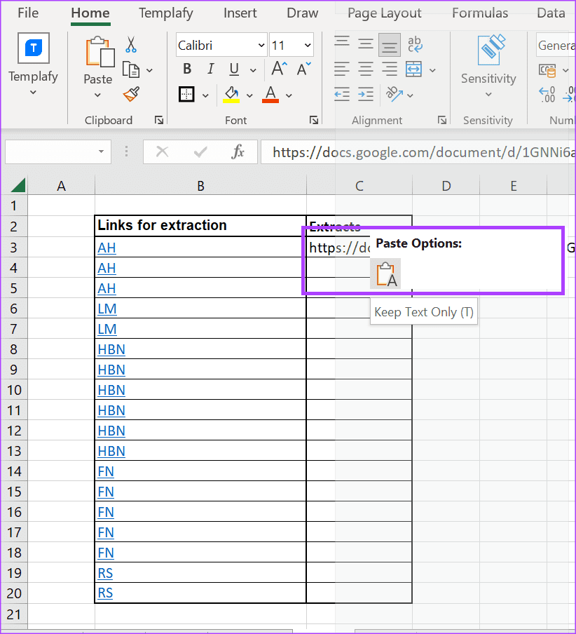 Microsoft Excel 6의 하이퍼링크에서 URL을 추출하는 가장 좋은 방법