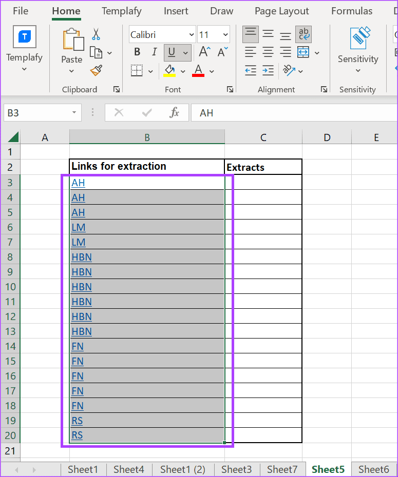 Microsoft Excel 7의 하이퍼링크에서 URL을 추출하는 가장 좋은 방법
