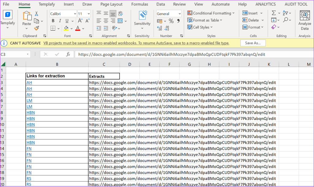 Microsoft Excel 26의 하이퍼링크에서 URL을 추출하는 가장 좋은 방법