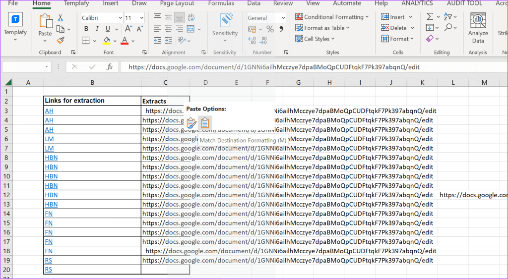 Microsoft Excel 20의 하이퍼링크에서 URL을 추출하는 가장 좋은 방법