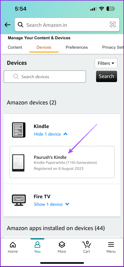 Kindle 기기 설정 Amazon 모바일 앱