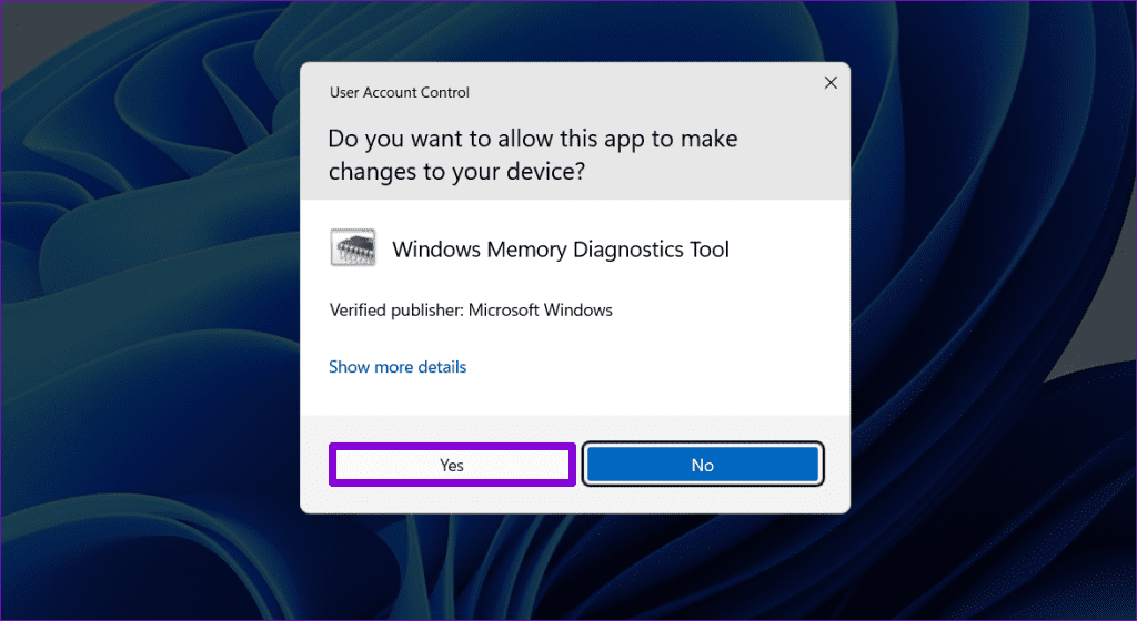 Windows 메모리 도구 UAC