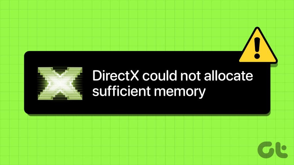 DirectX에 대한 주요 수정 사항 'Windows에서 충분한 메모리 오류를 할당할 수 없음'