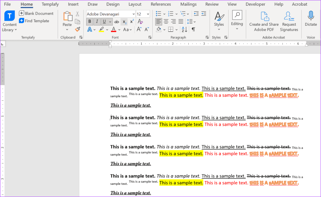 Microsoft Word 1에서 모든 텍스트 서식을 지우는 방법