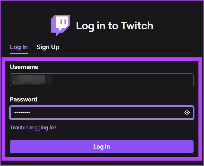 Twitch 계정에 로그인하세요