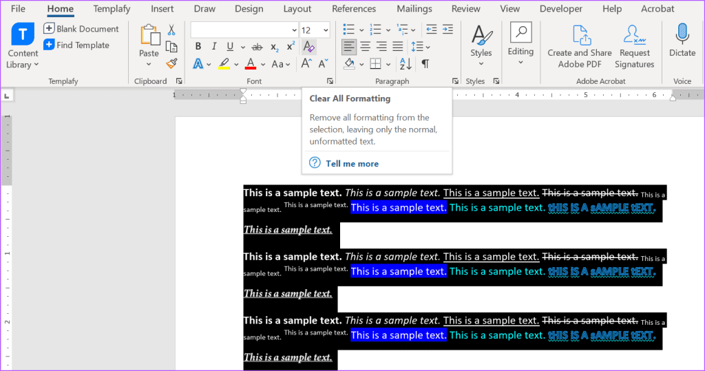 Microsoft Word 2에서 모든 텍스트 서식을 지우는 방법