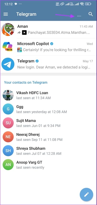 Telegram Android에서 표시기 다운로드