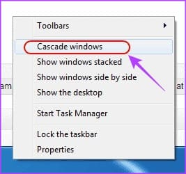 Win7 Cascade 윈도우 옵션