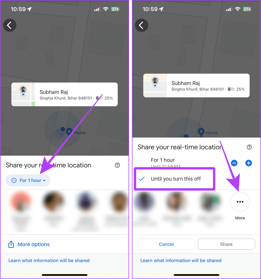 Google Maps를 사용하여 iPhone에서 Android로 위치를 무기한 공유