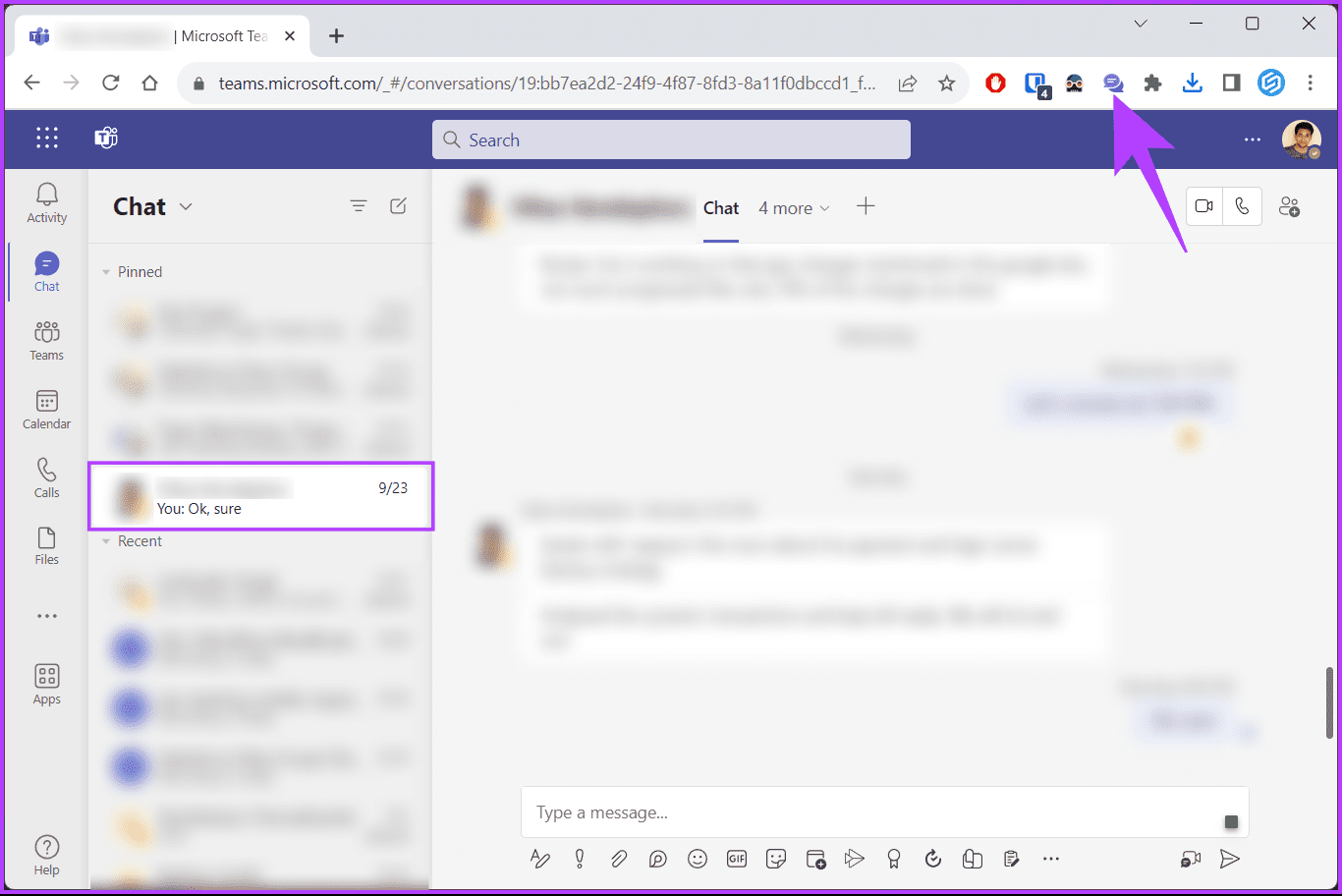 Microsoft Teams Chat Extractor 아이콘을 클릭하세요