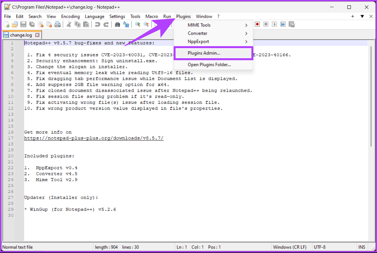 Notepad++ 앱을 엽니다